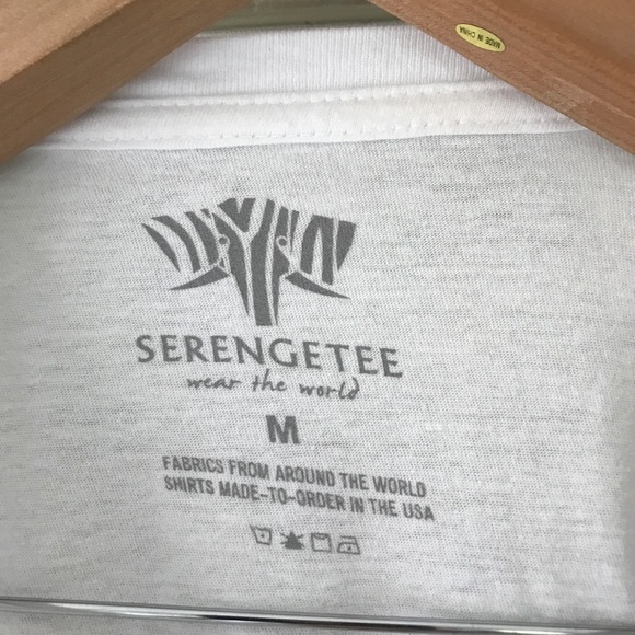 Serengetee white v-neck ikat pocket t-shirt - Picture 4 of 6